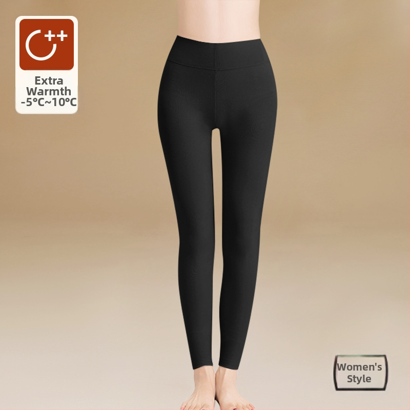 Vysoký pás bavlnené termálne legíny s fleecovým podšitím – hrubé, 280 g, dĺžka 9/10