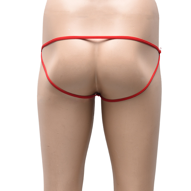 Ανδρικό thong με χαμηλή μέση από δίχτυ, αναπνεύσιμο πλεκτό ύφασμα, βασικό νάιλον 70–80%, νήματα 31–40D, επένδυση καβάλου από Spandex 70–80%