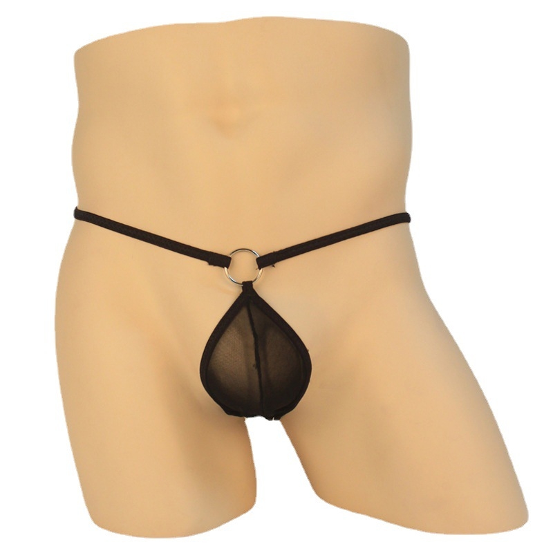 Ανδρικό thong με χαμηλή μέση από δίχτυ, αναπνεύσιμο πλεκτό ύφασμα, βασικό νάιλον 70–80%, νήματα 31–40D, επένδυση καβάλου από Spandex 70–80%