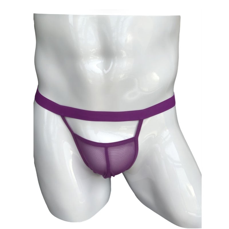 Ανδρικό mesh string με ανύψωση γλουτών, χαμηλή μέση, διαφανές σχέδιο, T-string εσώρουχο