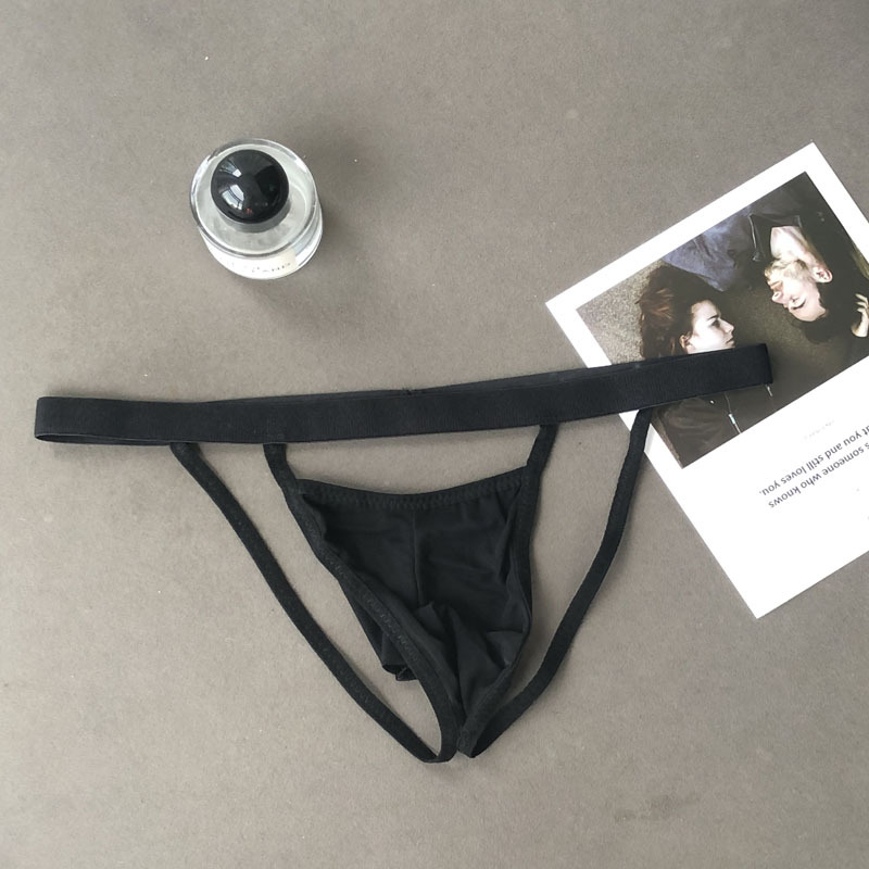 Ανδρικό mesh string με ανύψωση γλουτών, χαμηλή μέση, διαφανές σχέδιο, T-string εσώρουχο