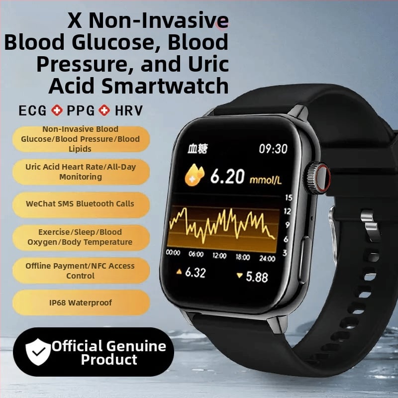 Смарт часовник с ЕКГ, мониторинг на сърдечния ритъм, кислород в кръвта, кръвна захар и кръвно налягане