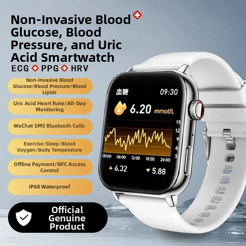 Смарт часовник с ЕКГ, мониторинг на сърдечния ритъм, кислород в кръвта, кръвна захар и кръвно налягане