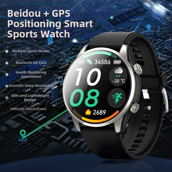 Smartwatch sport G1000 cu GPS Beidou și poziționare dual-frecvență, apel Bluetooth, senzori de altitudine și presiune atmosferică (Ecran AMOLED, Rezistent la apă pentru înot, autonomie 7–14 zile, curea din silicon)
