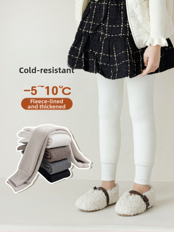 Детски клин за зима с подплата от полар, корейски стил, дължина 9/10, средна талия, полиестер 65%