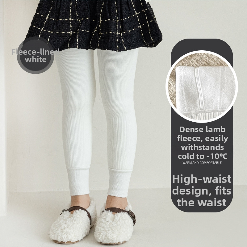 Детски клин за зима с подплата от полар, корейски стил, дължина 9/10, средна талия, полиестер 65%