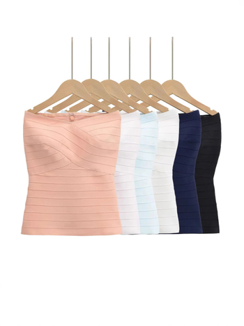 Без презрамки дамски топ с прилепване, трикотаж полиестер 95%+, микроеластичност