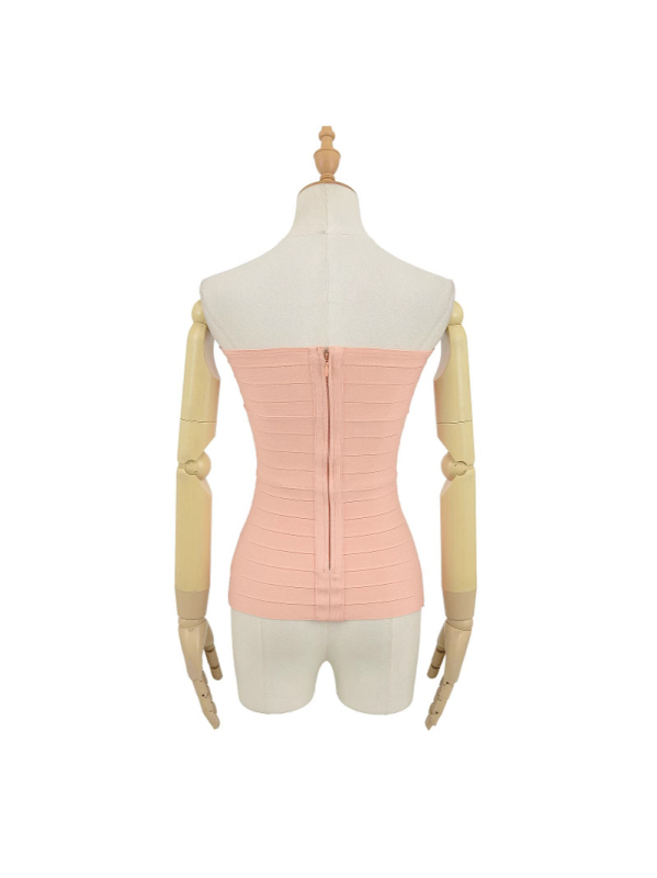 Без презрамки дамски топ с прилепване, трикотаж полиестер 95%+, микроеластичност