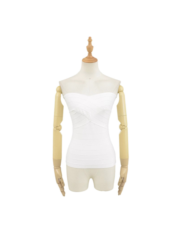 Без презрамки дамски топ с прилепване, трикотаж полиестер 95%+, микроеластичност