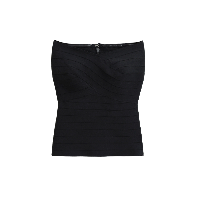 Без презрамки дамски топ с прилепване, трикотаж полиестер 95%+, микроеластичност