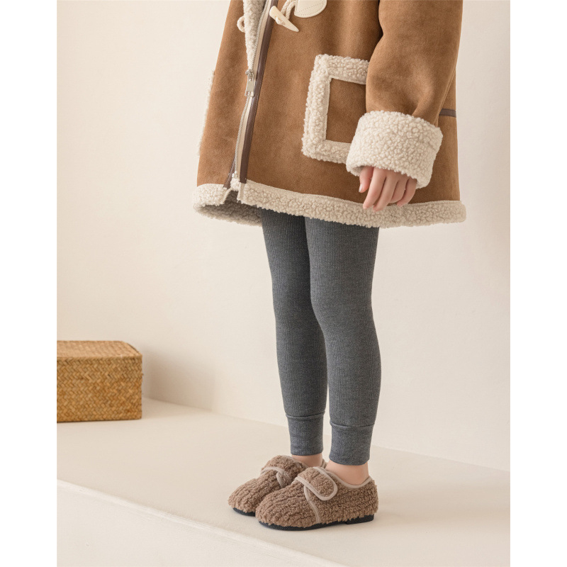 Детски подплатени флисом чорапогащи с вертикални райета и висока талия, зимен модел, 64,9% вискоза, за деца 3–8 г (100–140 см)