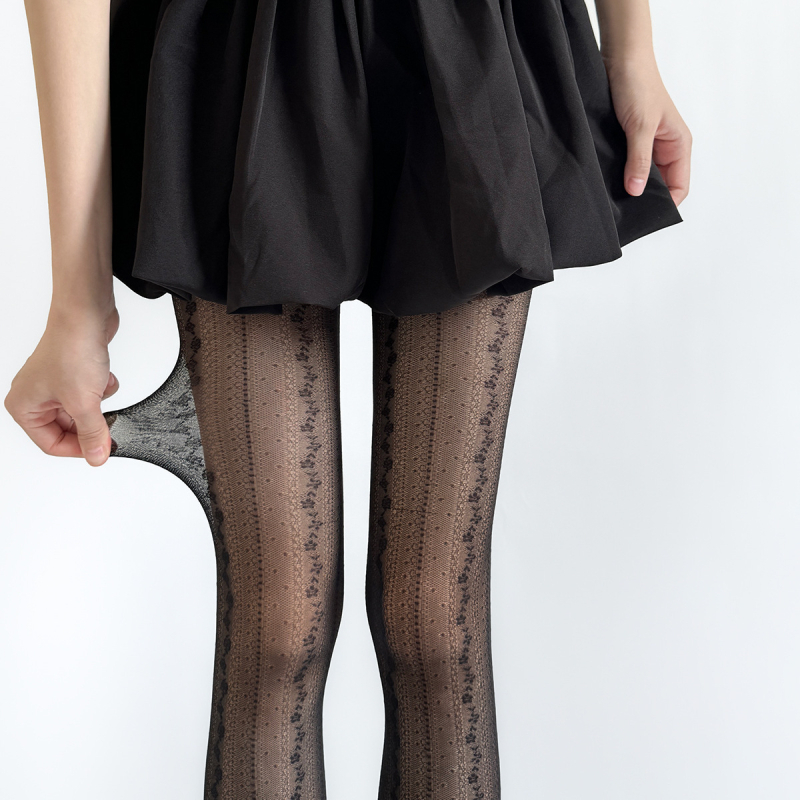 Γυναικείες καλσόν από νάιλον με μοτίβο ρόδου και δαντέλα Jacquard, 15D, διαφανή, 70–80% νάιλον