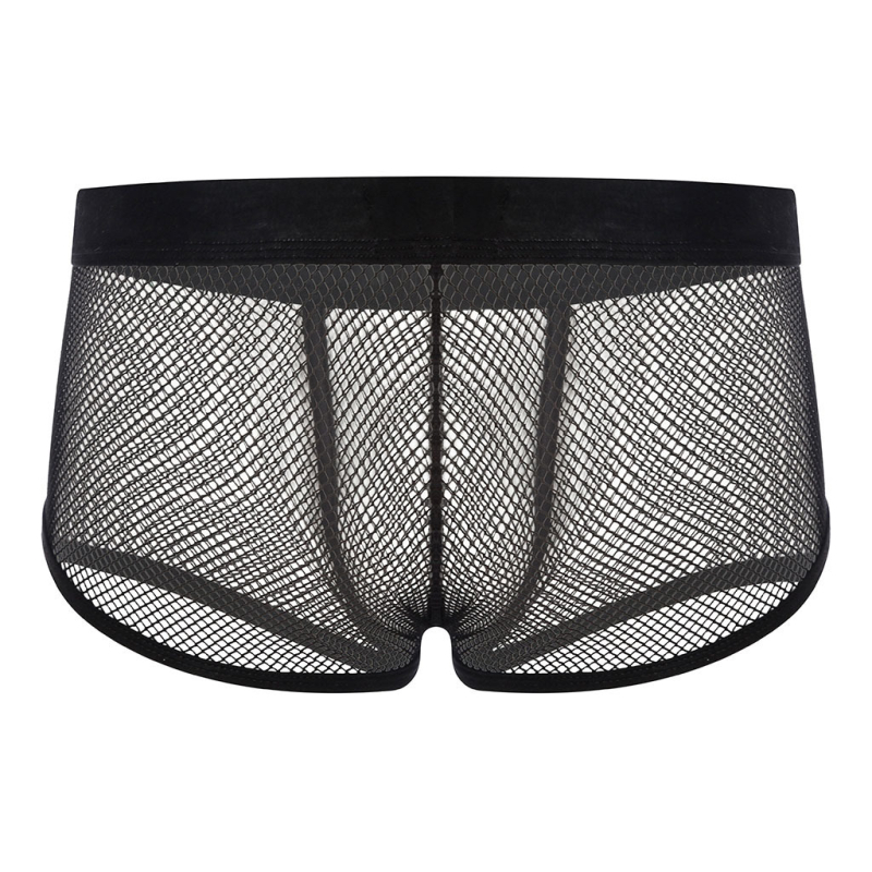 Muške bokserice s prozračnim mrežicama, visoka elastičnost, pletivo od poliestera, niski struk, velika U-oblik džepa