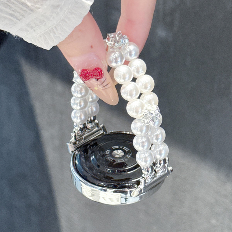 Λουρί ρολογιού από χάντρες με διπλό-σειρά μοτίβο λουλουδιού από μαργαριταράκια, συμβατός με Huawei GT6/GT5/GT5 Pro, 12 mm συνδετήρας, μοντέρνος σχεδιασμός