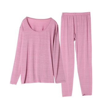 Set de lenjerie termică pentru femei din 100% lână — bază, guler rotund, mâneci lungi, pantaloni, lână fină, grosime moderată 141–160 g/m², toamnă-iarnă