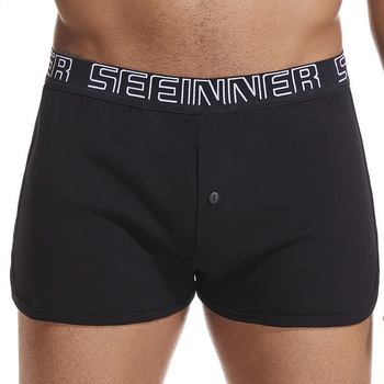 Boxer shorts από 100% βαμβάκι, μακριά γραμμή, μεσαία μέση, ραβδωτή πλέξη, μονόχρωμα, αναπνέουν, για όλες τις εποχές