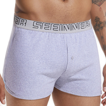 Boxer shorts από 100% βαμβάκι, μακριά γραμμή, μεσαία μέση, ραβδωτή πλέξη, μονόχρωμα, αναπνέουν, για όλες τις εποχές