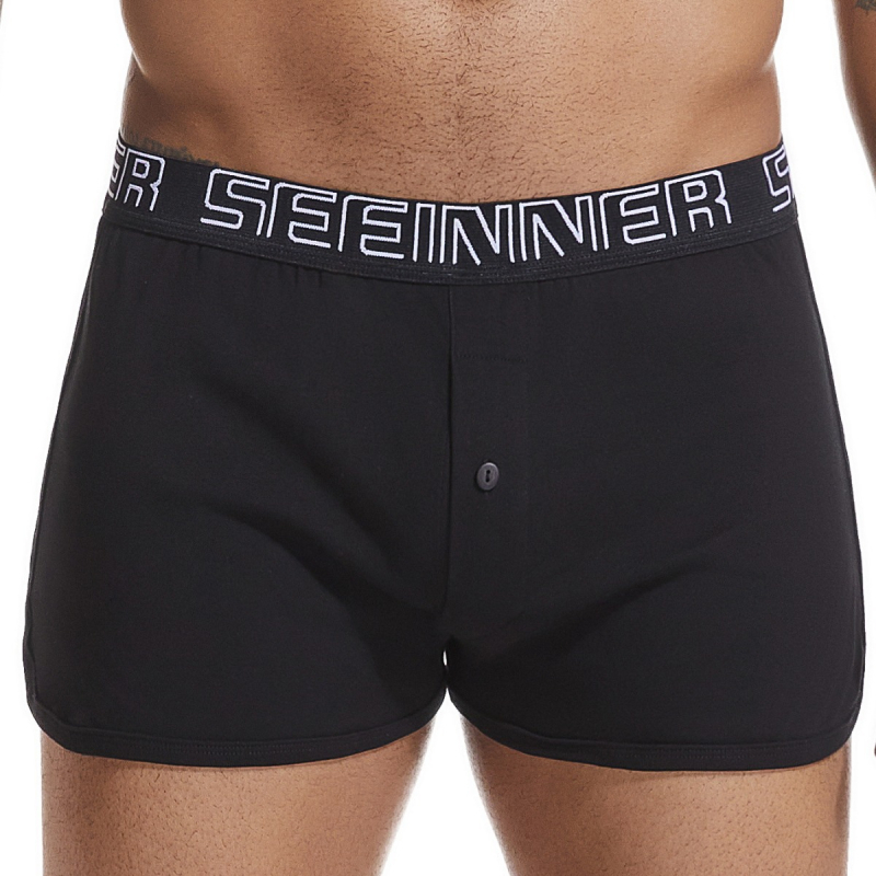 Boxer shorts από 100% βαμβάκι, μακριά γραμμή, μεσαία μέση, ραβδωτή πλέξη, μονόχρωμα, αναπνέουν, για όλες τις εποχές