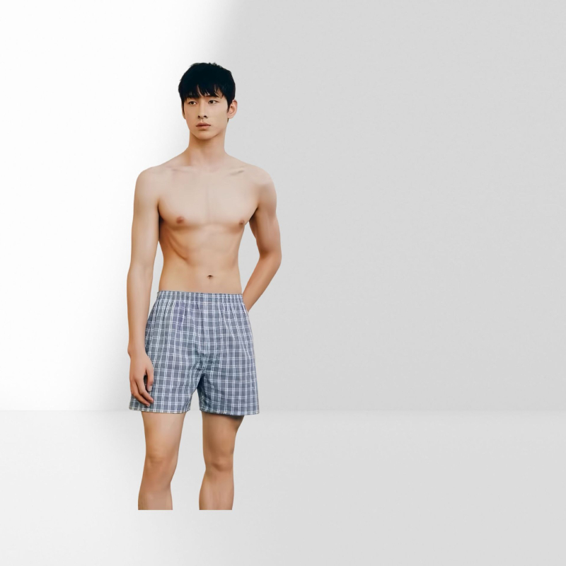 Férfi 100% pamutból készült középmagas derekú, lélegző otthoni nadrág minden évszakhoz