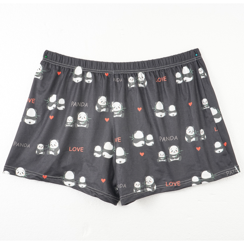 Muške bokserice s Panda printom, srednji pojas, prozračne i elastične, poliester pletene tkanine, glavni materijal 90–95% poliester