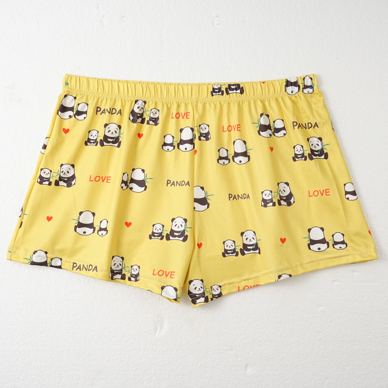 Muške bokserice s Panda printom, srednji pojas, prozračne i elastične, poliester pletene tkanine, glavni materijal 90–95% poliester