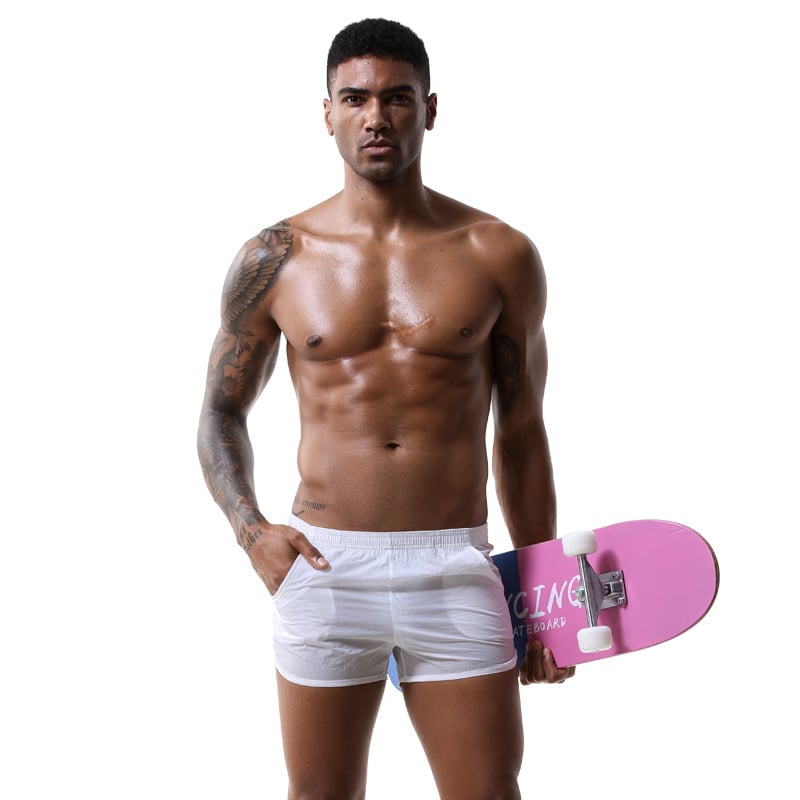 Muške hlače od tkanog materijala s džepovima, prozračne, opuštenog ravnog kroja, niski struk