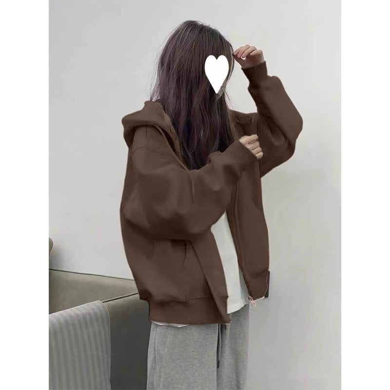 Kardigan s kapuljačom i zatvaračem - lagan, slobodan kroj, proljeće 2023; corduroy tkanina; krzno kunića <30%; drugi materijal.