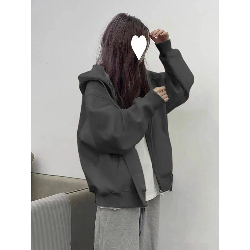 Kardigan s kapuljačom i zatvaračem - lagan, slobodan kroj, proljeće 2023; corduroy tkanina; krzno kunića <30%; drugi materijal.