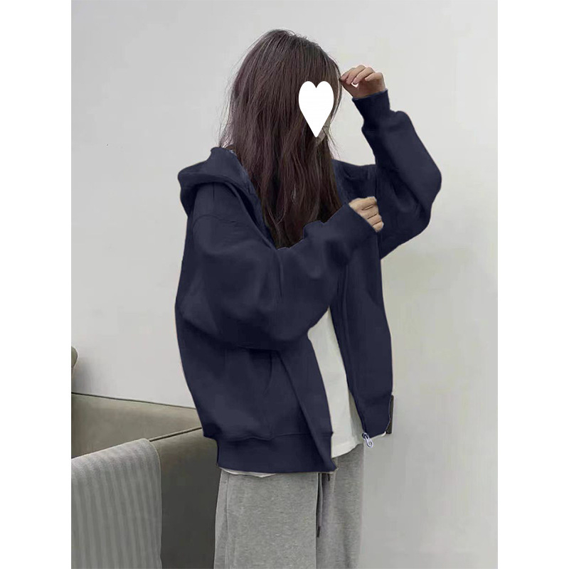 Kardigan s kapuljačom i zatvaračem - lagan, slobodan kroj, proljeće 2023; corduroy tkanina; krzno kunića <30%; drugi materijal.