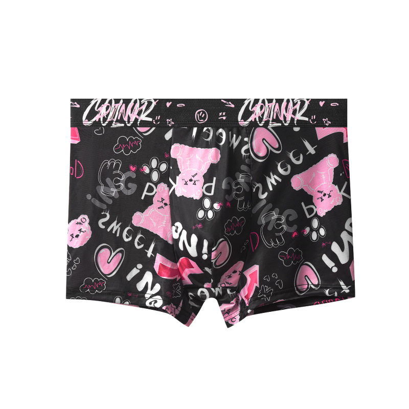 Muške boxerice Ice Silk, grafički uzorak, srednji pojas, prozračne i brzo se suše, sastav 80–90% poliestera, podstava prepona viskoza