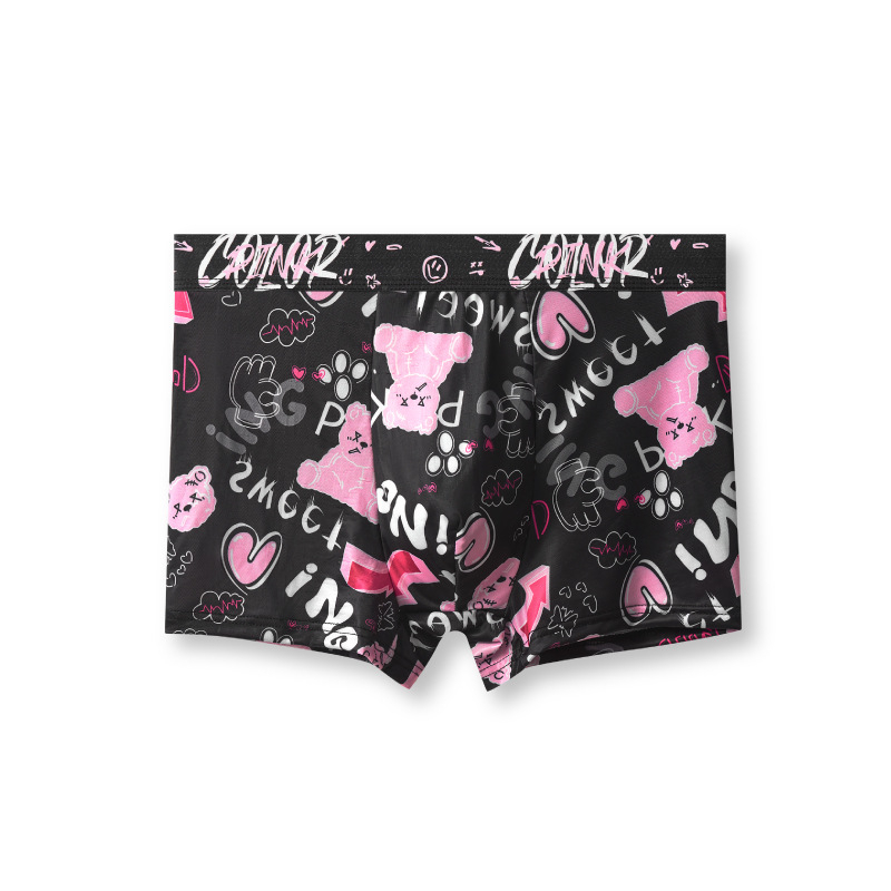 Muške boxerice Ice Silk, grafički uzorak, srednji pojas, prozračne i brzo se suše, sastav 80–90% poliestera, podstava prepona viskoza