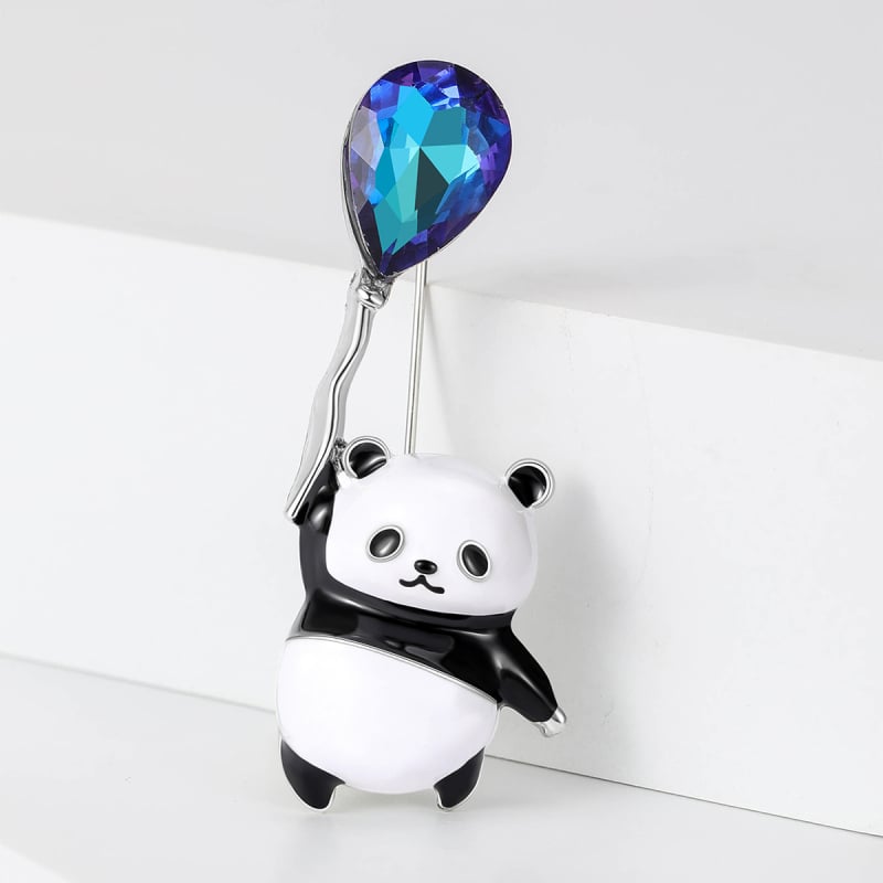 Panda broš od legure s kristalima za žene – Životinjska serija, dekorativni dodatak