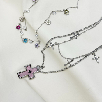 Lančić od legure: cvjetni i geometrijski privjesak, elektroplatiniranje, lanac ključne kosti, Qingzhi