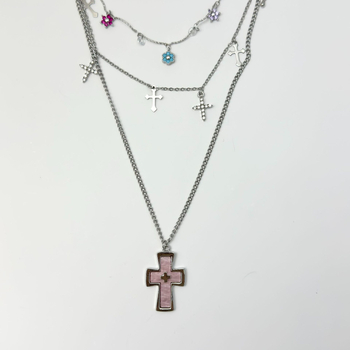 Lančić od legure: cvjetni i geometrijski privjesak, elektroplatiniranje, lanac ključne kosti, Qingzhi