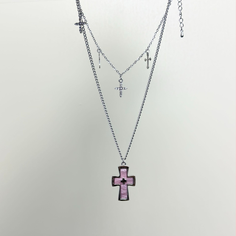 Lančić od legure: cvjetni i geometrijski privjesak, elektroplatiniranje, lanac ključne kosti, Qingzhi