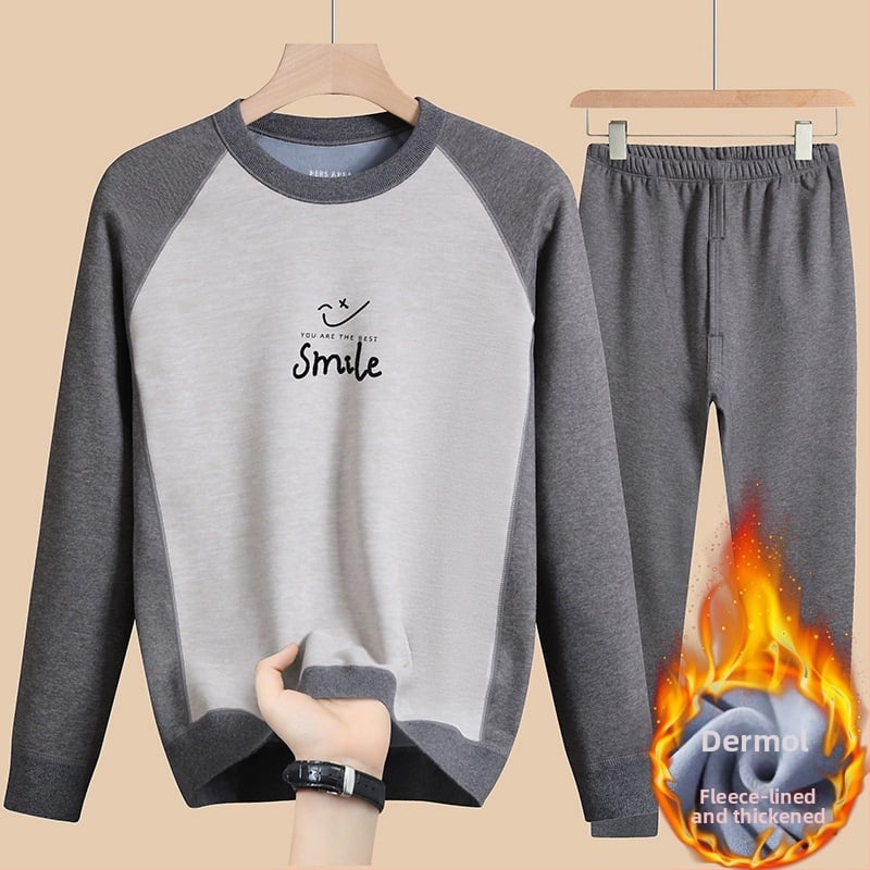 Тийн термален комплект за бельо с кадифено покритие - топ за базов слой с дълъг ръкав и панталони, 95.2% полиестер / 4.8% еластан, 201–250 g/m2, възрастова група 13–18