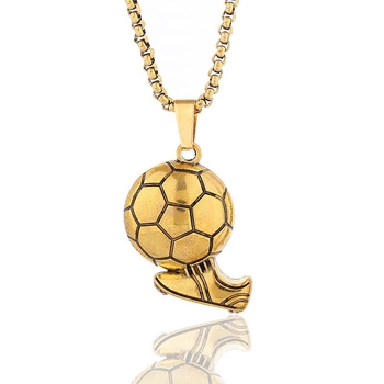 Geometrijska ogrlica s futbalskim privjeskom, urbani street hip-hop stil, unisex (Materijal: titan čelik; Obrada: elektroplatiranje; Materijal privjeska: legura; Lanac: keel lanac; Težina: 16,22 g)