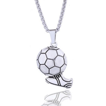 Geometrijska ogrlica s futbalskim privjeskom, urbani street hip-hop stil, unisex (Materijal: titan čelik; Obrada: elektroplatiranje; Materijal privjeska: legura; Lanac: keel lanac; Težina: 16,22 g)