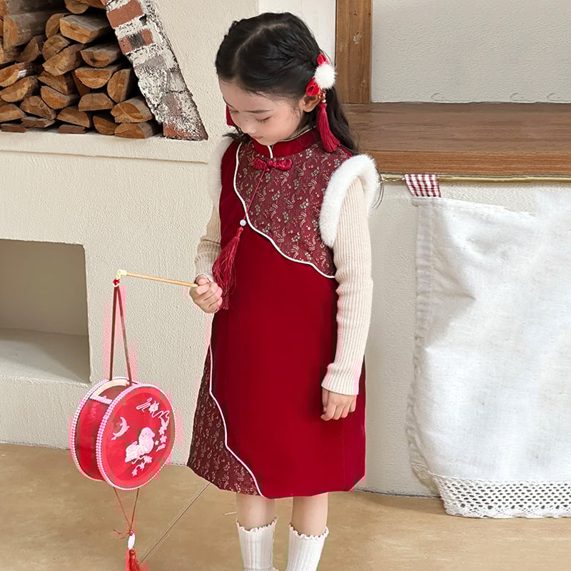 Детски китайски тан костюм комплект – зима 2025 издание, унисекс ханфу стил, полиестерна материя, за деца над 8 години