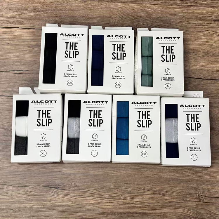 Muške pamučne bokserice, 3-djelni set, prozračan, srednje visine struka, jednobojne