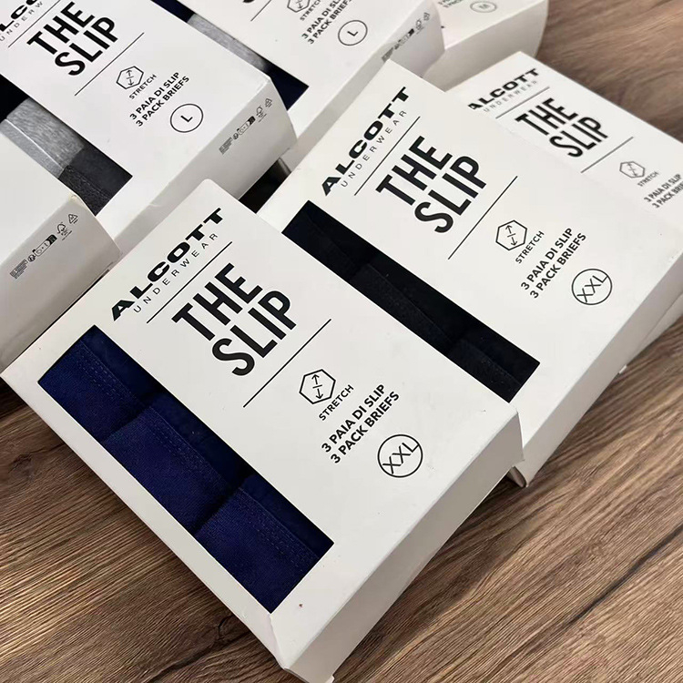 Muške pamučne bokserice, 3-djelni set, prozračan, srednje visine struka, jednobojne