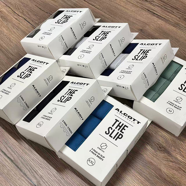 Muške pamučne bokserice, 3-djelni set, prozračan, srednje visine struka, jednobojne