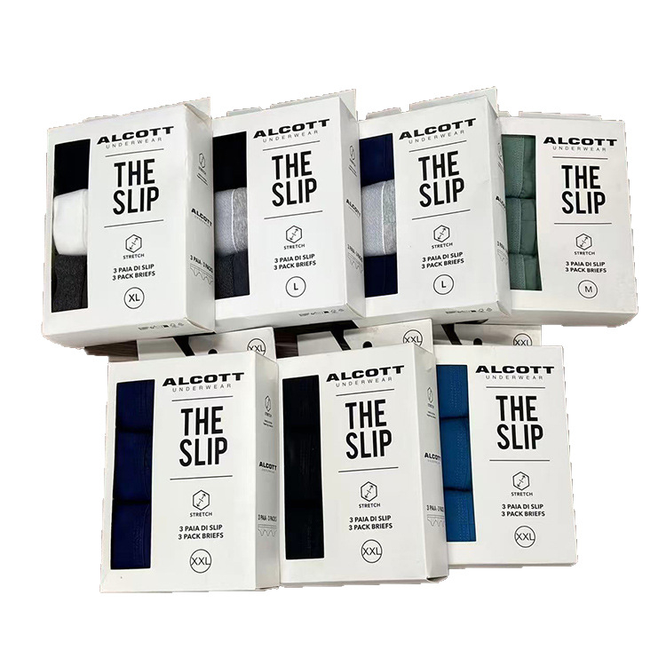 Muške pamučne bokserice, 3-djelni set, prozračan, srednje visine struka, jednobojne