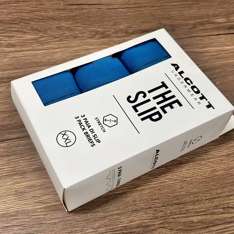 Muške pamučne bokserice, 3-djelni set, prozračan, srednje visine struka, jednobojne