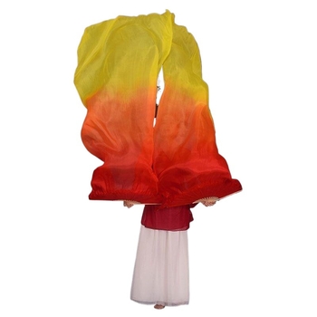 Танцов фен от изкуствена коприна, градиентен пламък дизайн за сценично изпълнение (за възрастни, лято 2021)