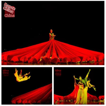 Yangko танцов фен, удължен, двустранен за откриващ танц, Dry Dragon Drama Factory, пролет 2024