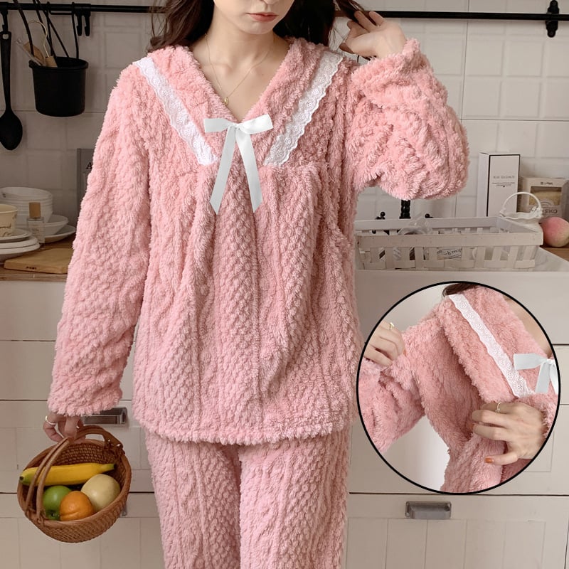 Σετ πυτζάμες εγκύων για χειμώνα με φλάνελ, 100% πολυεστέρας, εξαιρετικά παχύ 301–350 g/m², με μακριά μανίκια και παντελόνια, πολυτελής στυλ