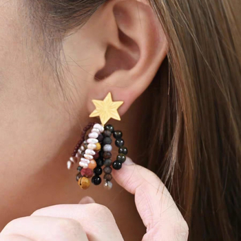 Cercei - cupru, placare cu aur real, formă geometrică, știfturi din argint 925, seria Kaguya Free Gymnastics