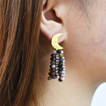 Cercei - cupru, placare cu aur real, formă geometrică, știfturi din argint 925, seria Kaguya Free Gymnastics