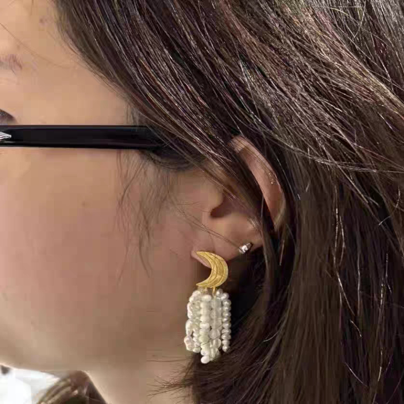 Cercei - cupru, placare cu aur real, formă geometrică, știfturi din argint 925, seria Kaguya Free Gymnastics